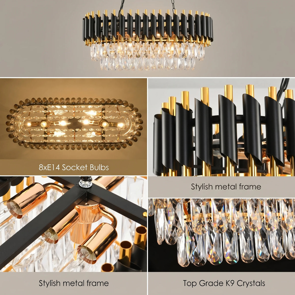 Modern Dimmable Crystal Chandelier For Home Kitchen Bedrooms Ceiling Lighting