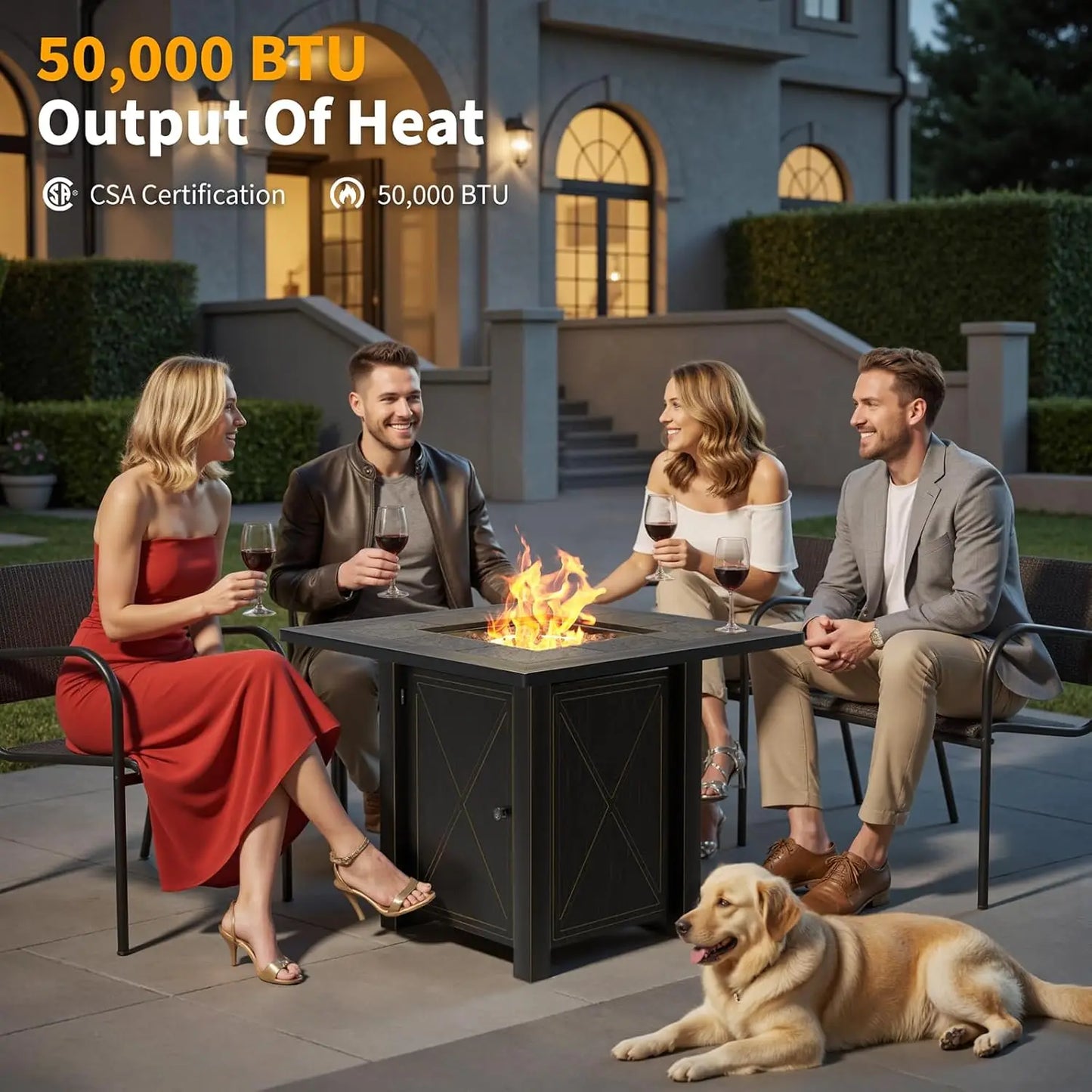 Propane Fire Pit Table With Premium Ceramic Top 50000 BTU