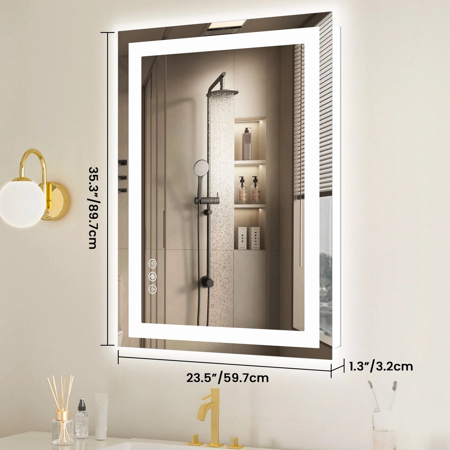 JHK LED Bathroom Vanity Mirror With Front And Backlit Lighting