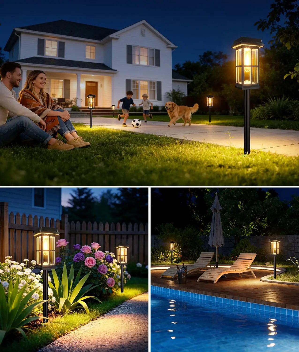 Solar Powered Pathway Lights IP65 Waterproof Outdoor Landscape Lighting