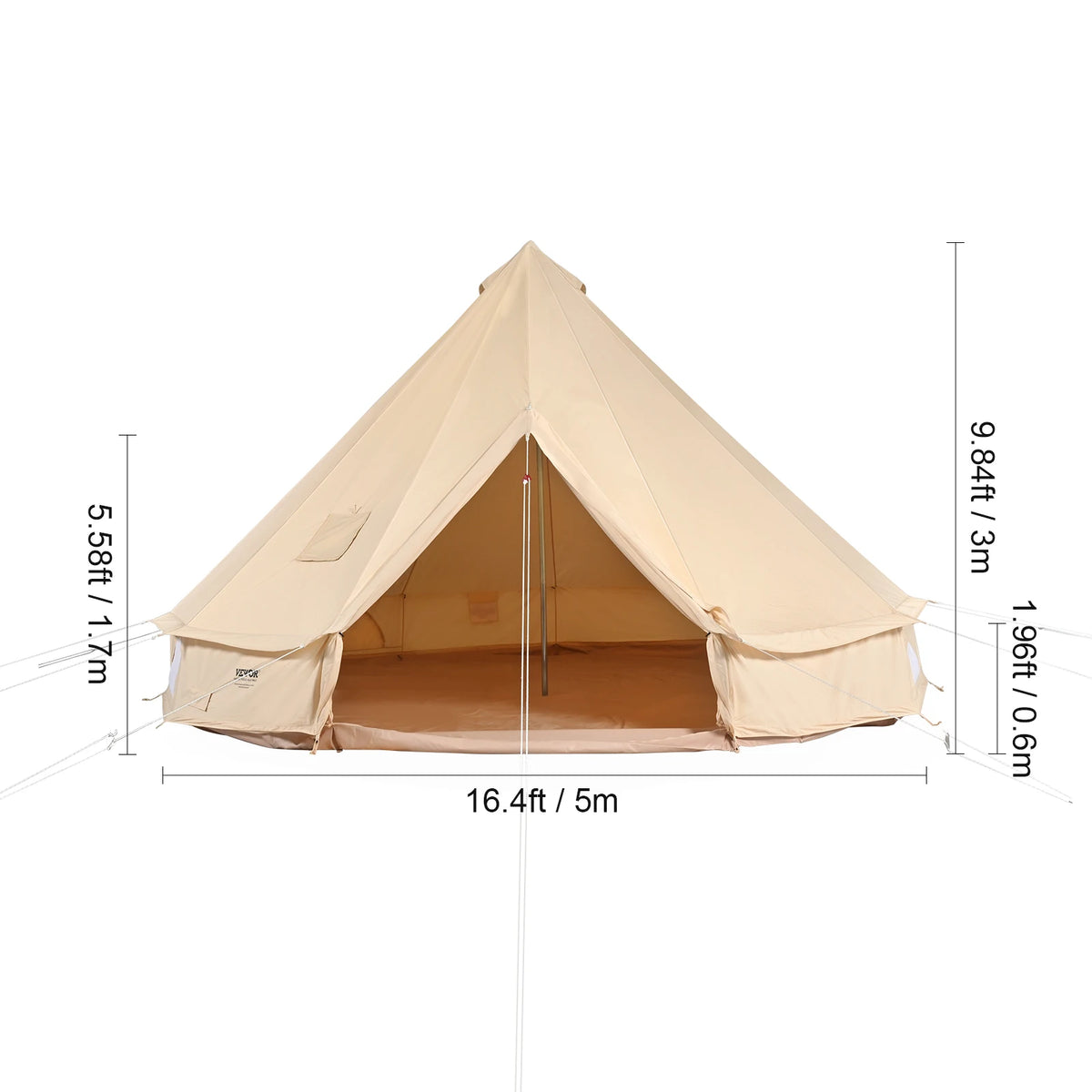SucceBuy Breathable Canvas Bell Tent Stove Port For Season Camping