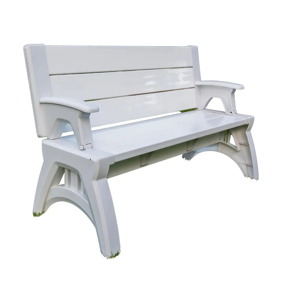 Convertible Bench Table Weather Resistant Vinyl Patio Furniture Easy Assembly
