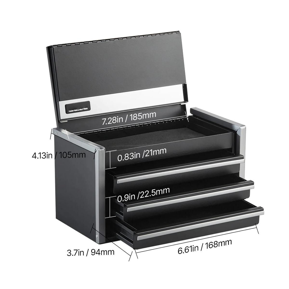 SucceBuy Metal Tool Box Portable Storage Chest For Garage Workbench