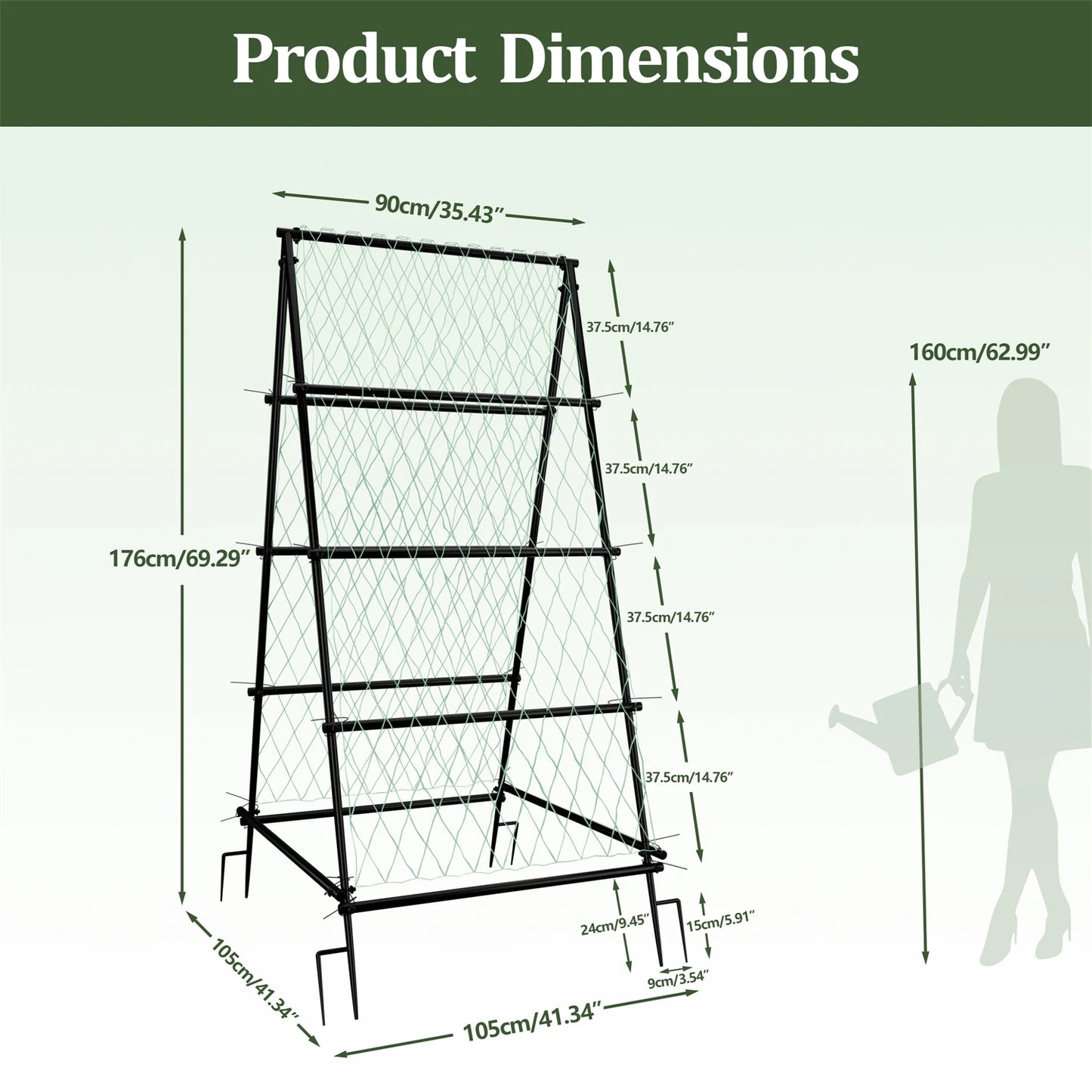 A Shaped Garden Trellis With Nylon Netting For Climbing Plants