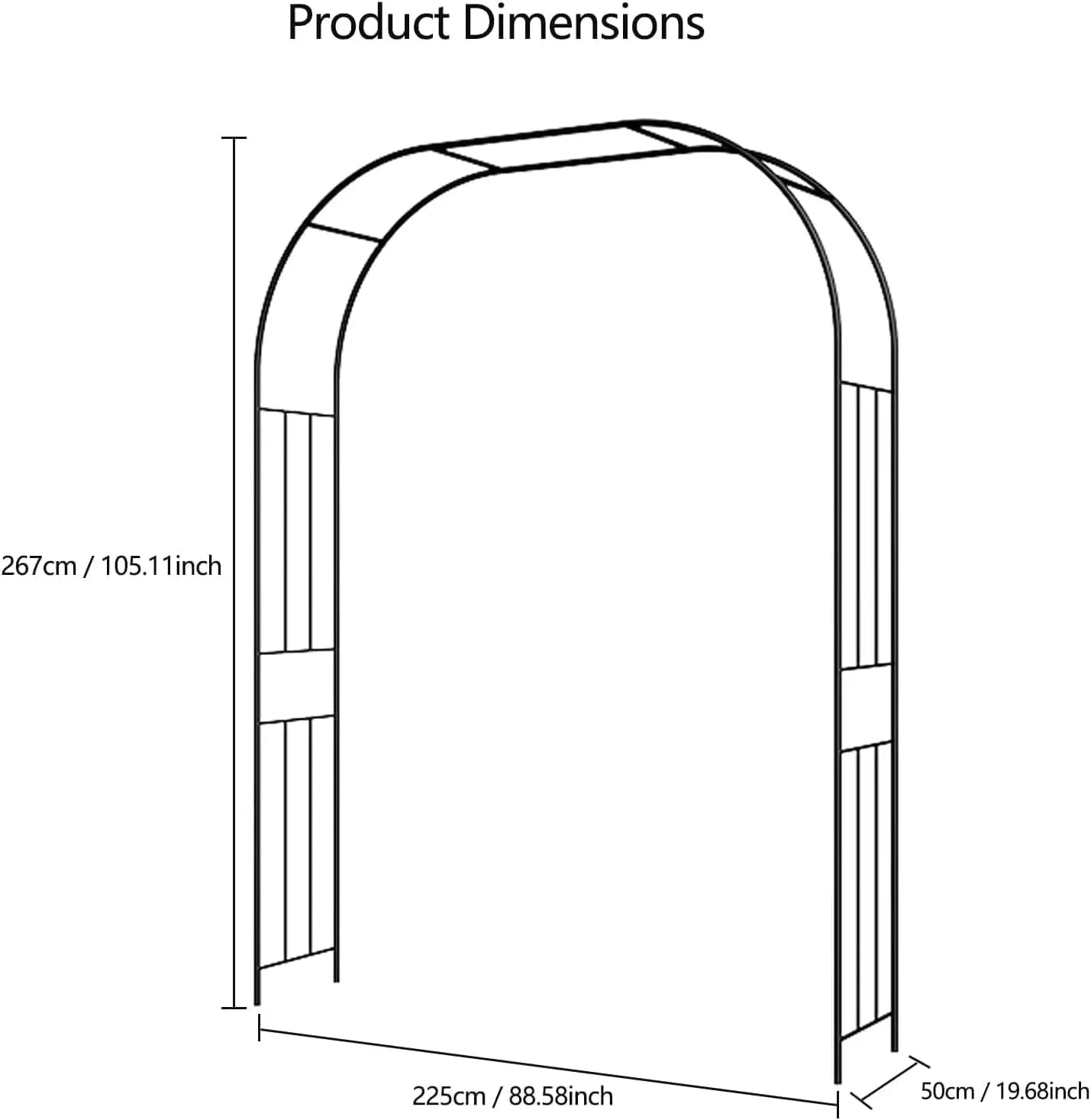 HiMISS Garden Arch Arbor Trellis For Climbing Plants Outdoor Decor