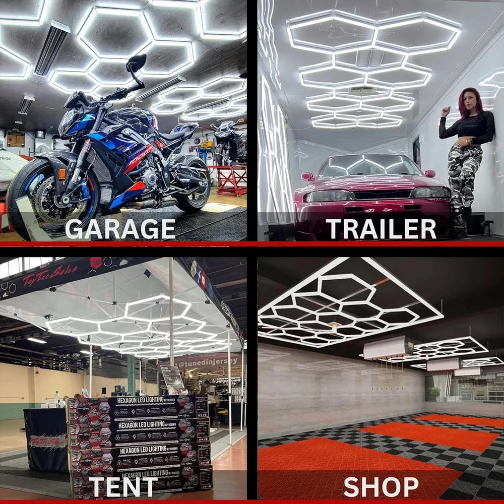 Honeycomb Hexagon LED Lighting For Garage Workshop Beauty Salon Office