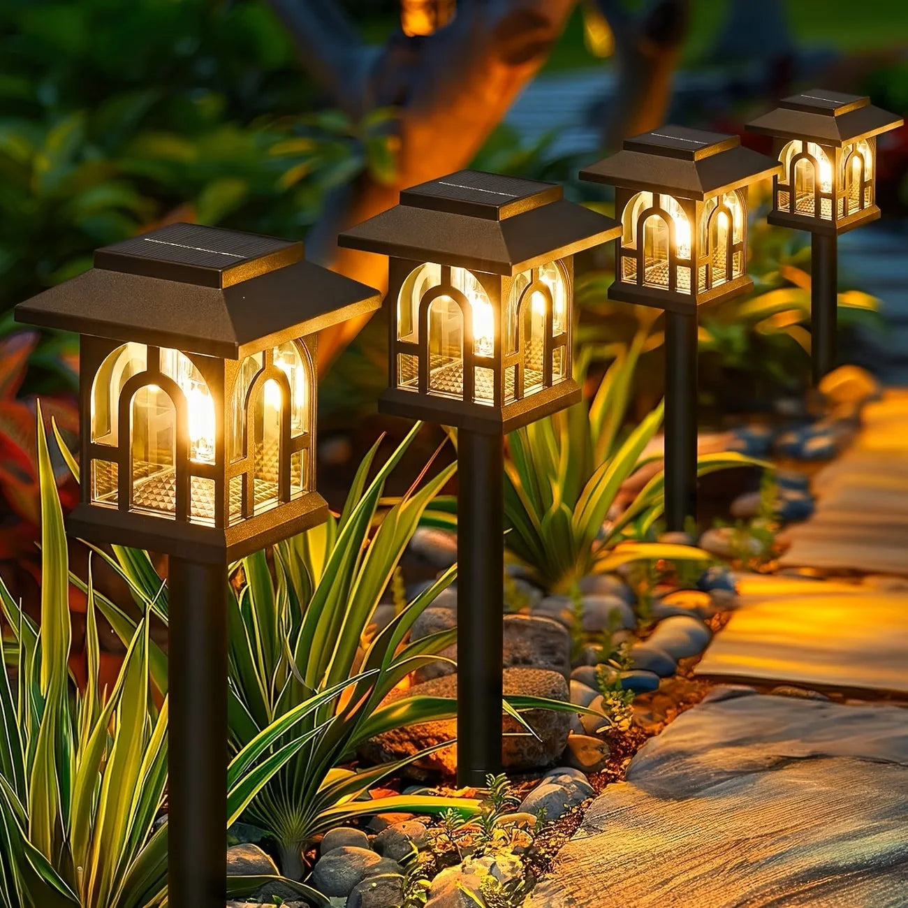 10 Pack Outdoor Solar Pathway Lights LED Landscape Garden Lamps