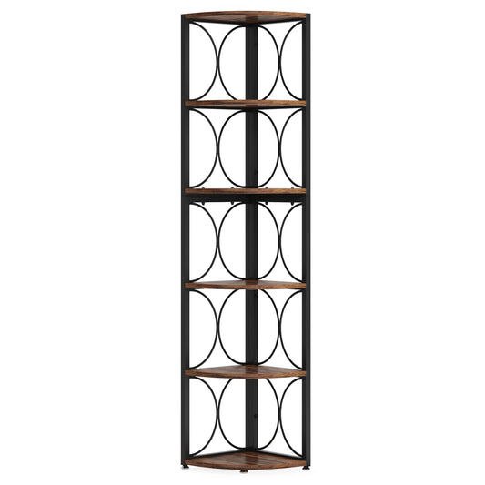 Tribesigns 6 Tier Tall Corner Shelf Unit For Living Room