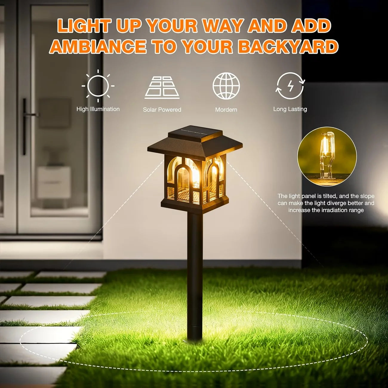 10 Pack Outdoor Solar Pathway Lights LED Landscape Garden Lamps