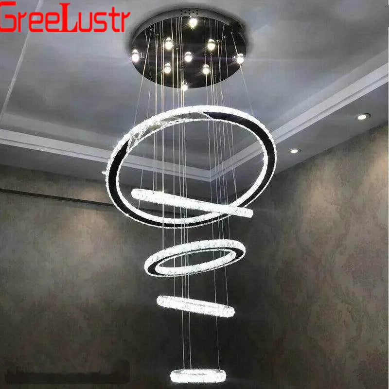 GreeLustr Modern K9 Crystal Ring LED Ceiling Chandelier Lighting Fixture