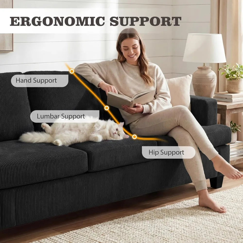 2 Piece Sofa Sleeper Deep Seat Corduroy Living Room Furniture