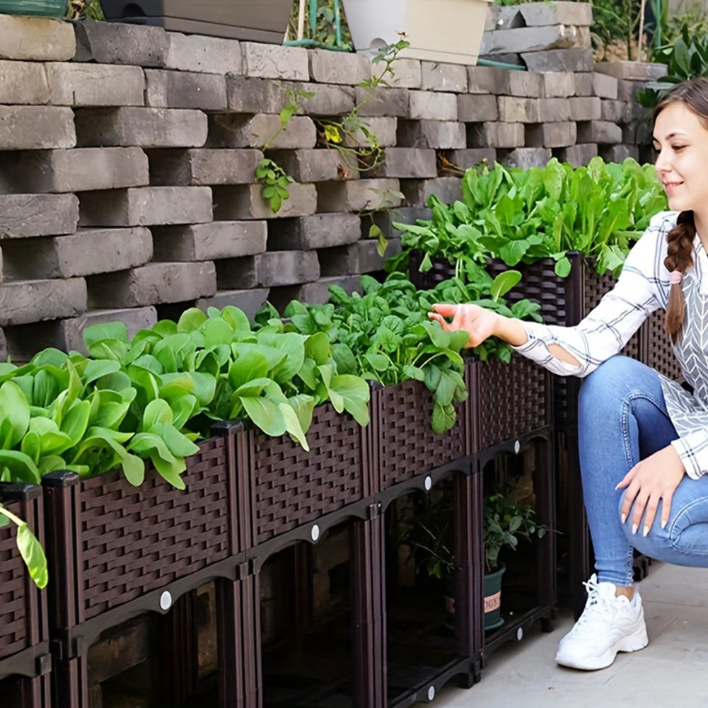 Plastic Raised Garden Bed With Legs Raised Planter Box Indoor Outdoor Drainage