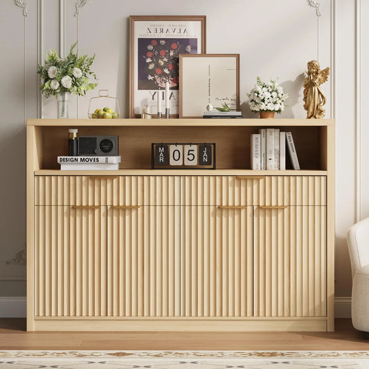 HiMISS Modern 2 Tier Coffee Table With Rattan Storage Shelf