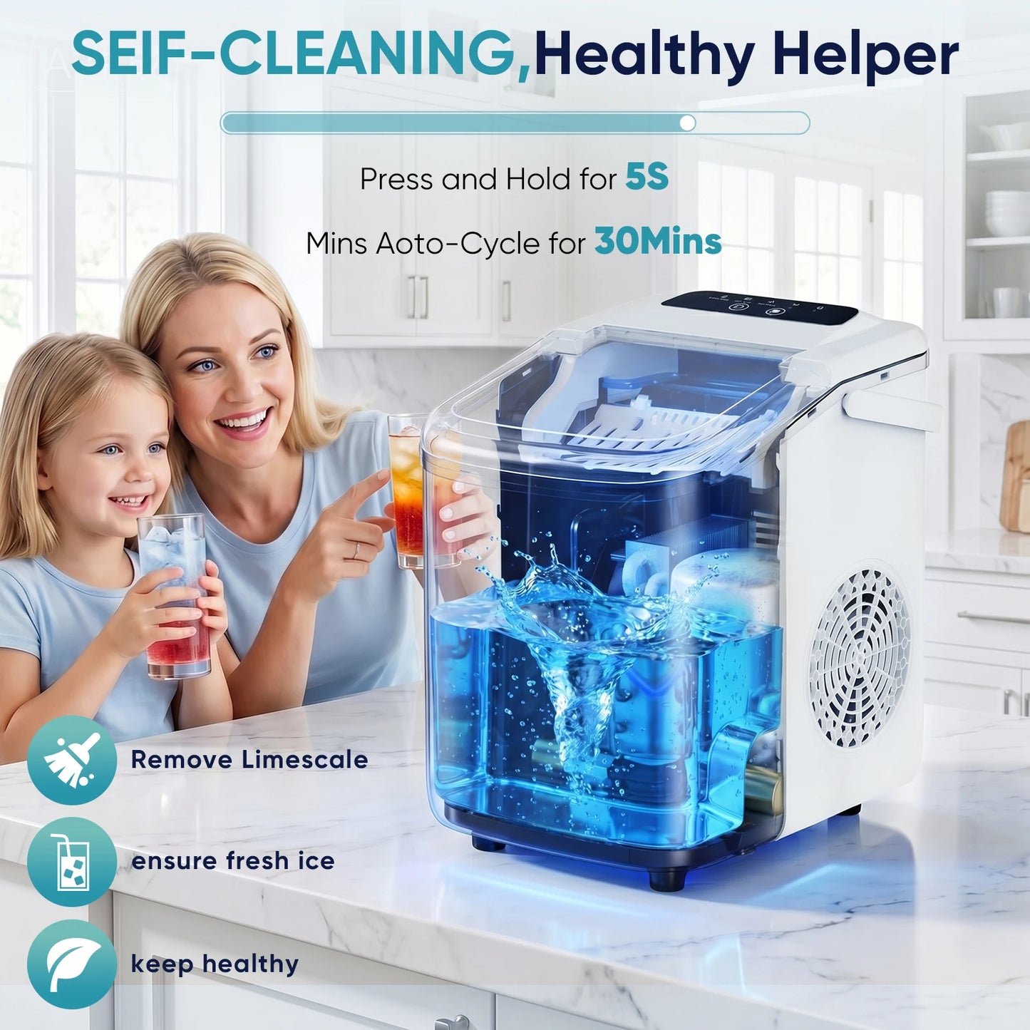 Countertop Portable Ice Maker With Scoop Handle For Home Kitchen