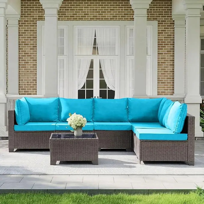 Modern Outdoor Patio Furniture Wicker Sectional Sofa Conversation Garden Set