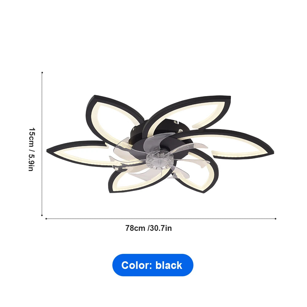 Modern Dimmable Flower Shape Ceiling Fan With Remote Control Timing