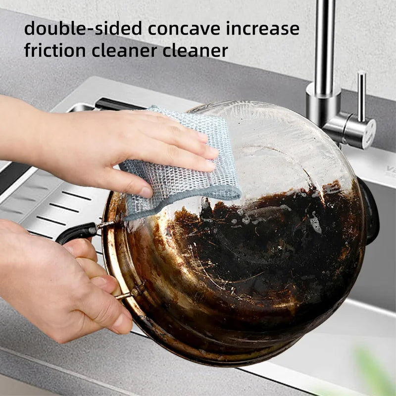Durable Thickened Double Sided Steel Wire Kitchen Cleaning Cloth Pad