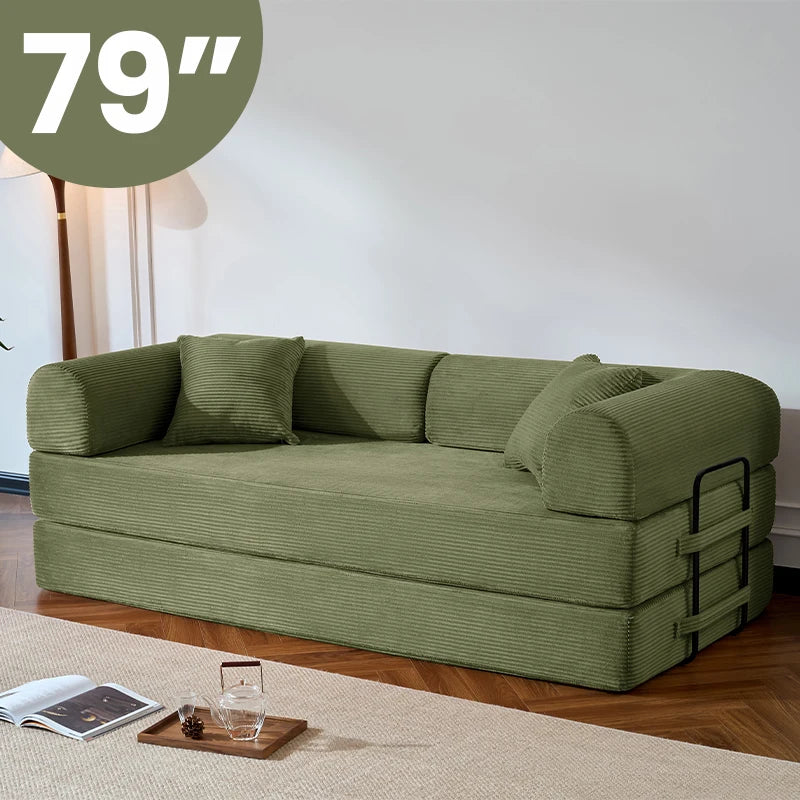 Corduroy Convertible Sofa Bed Foldable Loveseat Sleeper