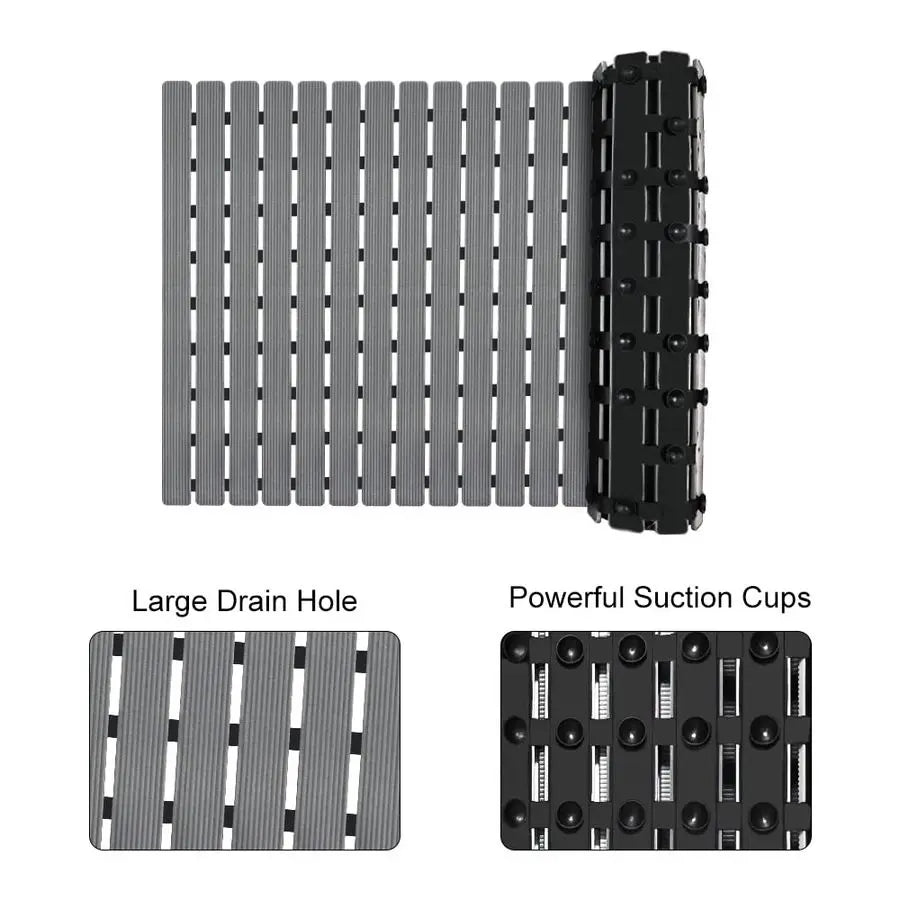 Nonslip Bathtub Mat With Suction Cups And Drain Holes
