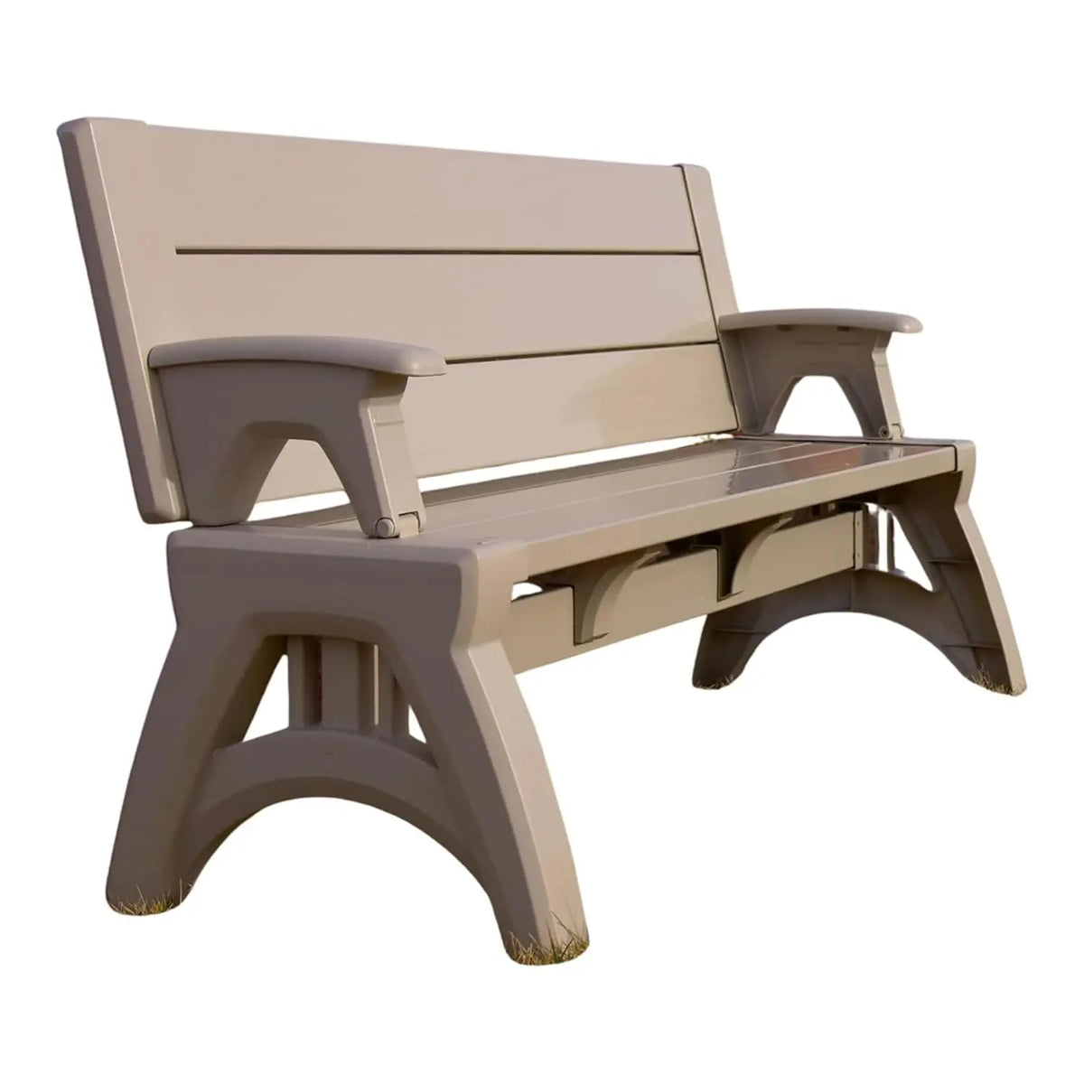 Convertible Bench Table Weather Resistant Vinyl Patio Furniture Easy Assembly