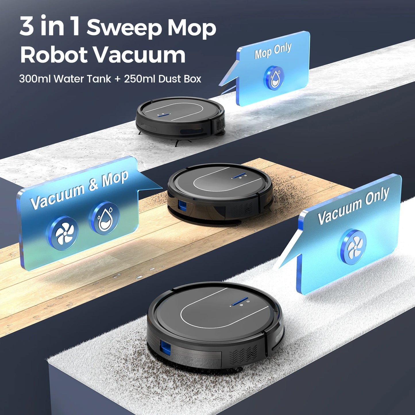 Vastorm Robot Vacuum Cleaner WiFi Auto Charge Mop For Home