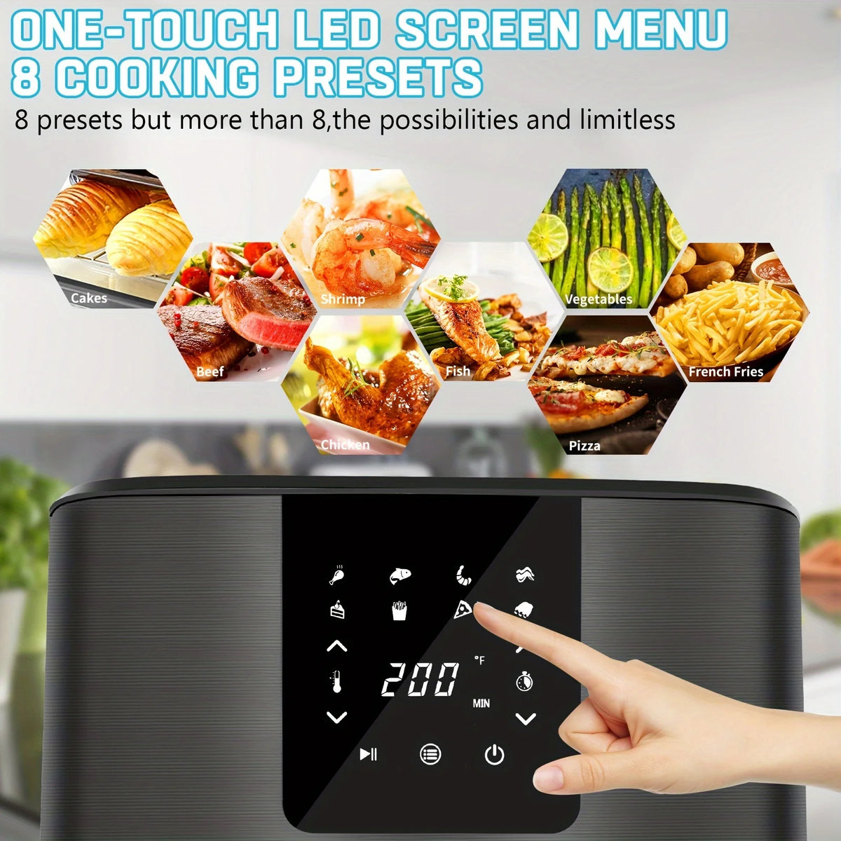 KitCook Air Fryer 1500W Digital Touchscreen Eight Presets UL Certified