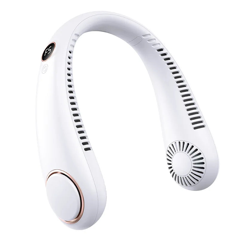 USB Rechargeable Bladeless Neck Fan 5 Speed Portable Air Cooler