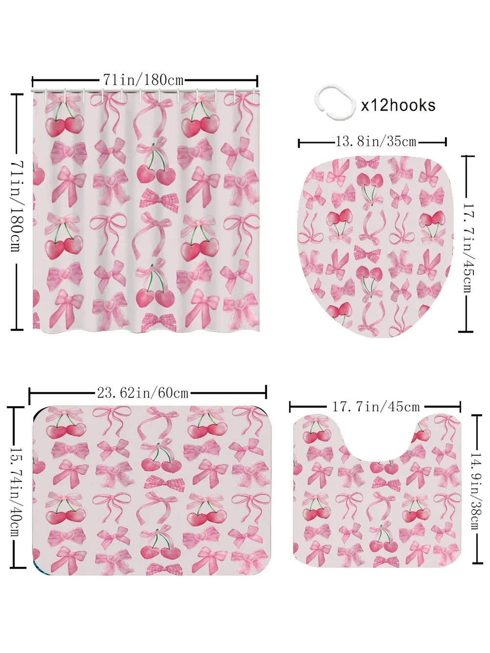 Bathroom Four-Piece Set With Avant-Garde Waterproof Shower Curtain