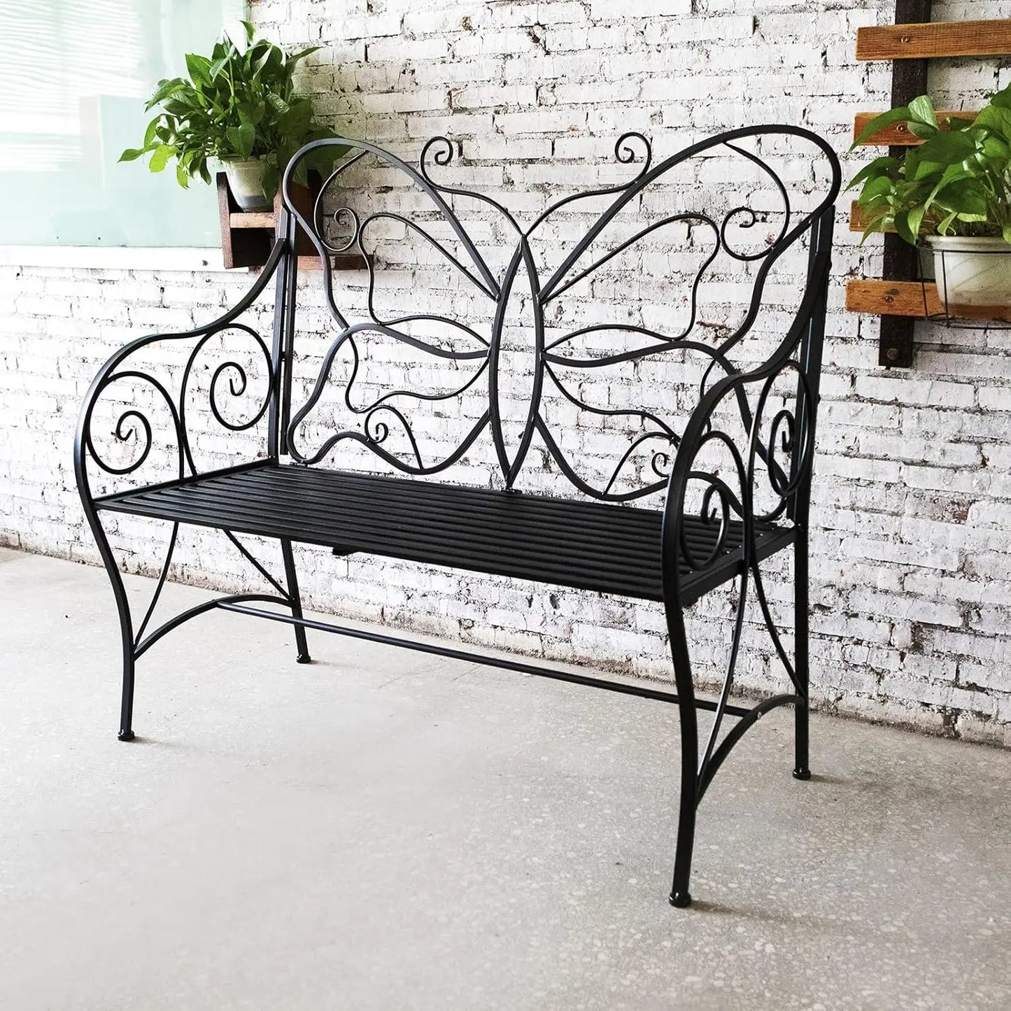 Butterfly Bench With Armrests Cast Iron Outdoor Garden Seating