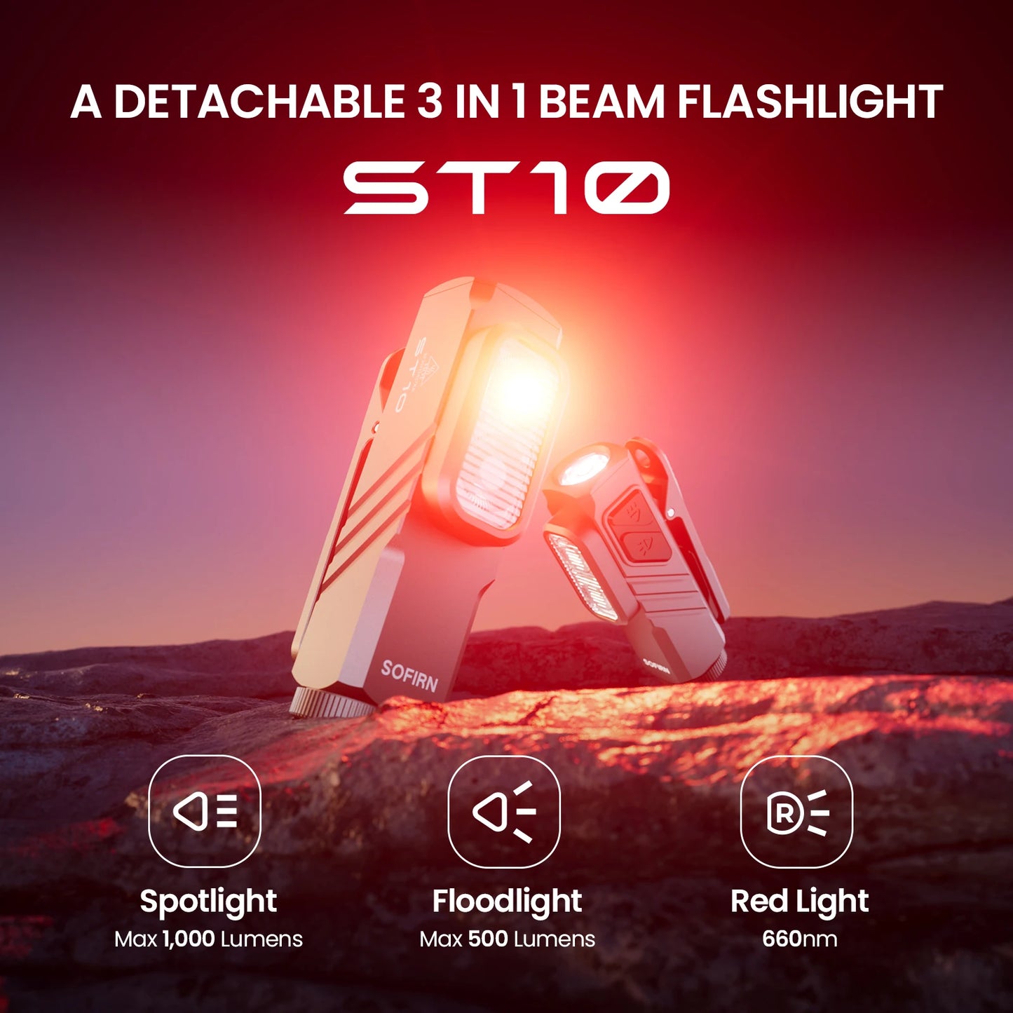 Sofirn Mini ST10 1000LM Flashlight USB C Rechargeable Dual Switch