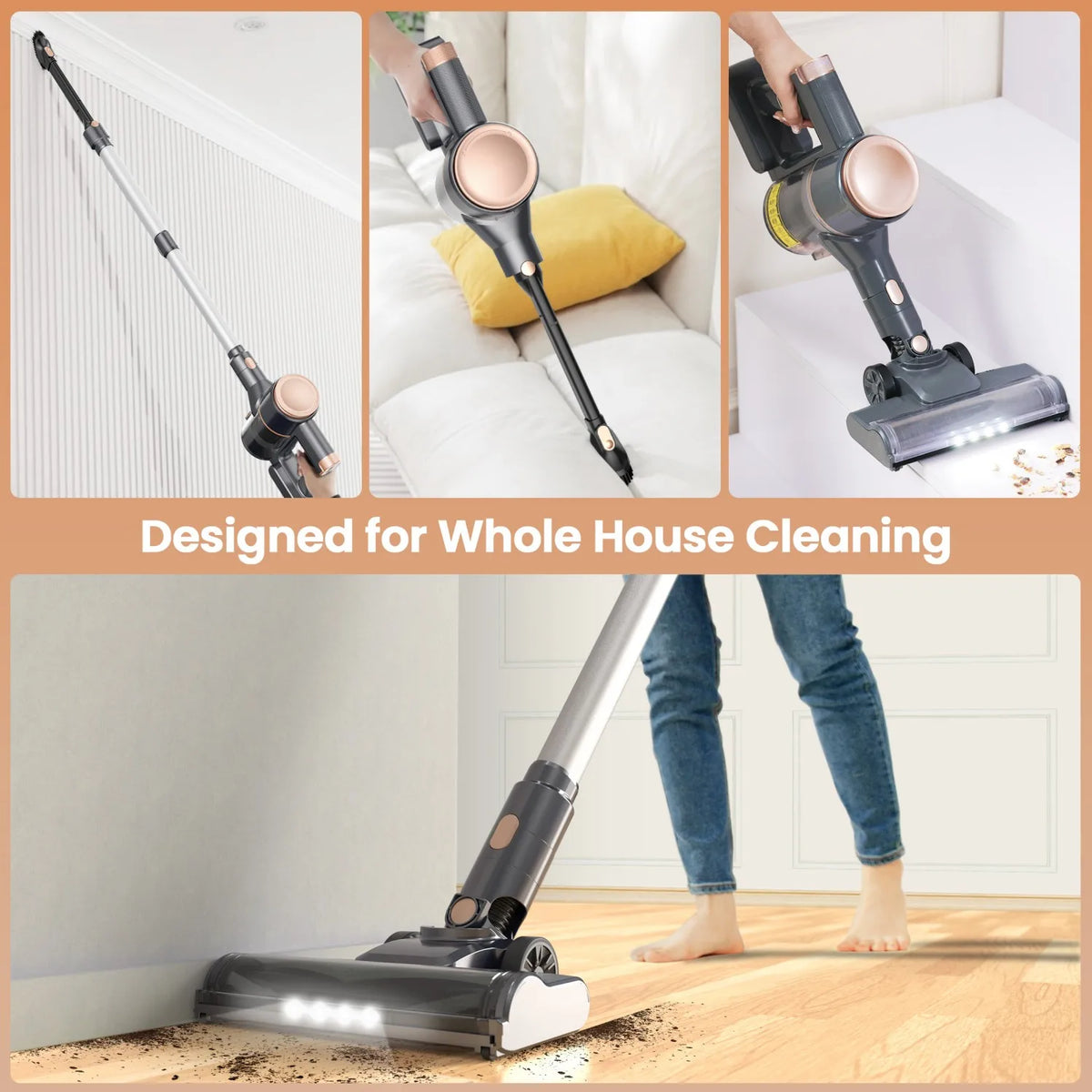 Yisora N8 Cordless Stick Vacuum Cleaner Lightweight Bagless Cyclone Filter