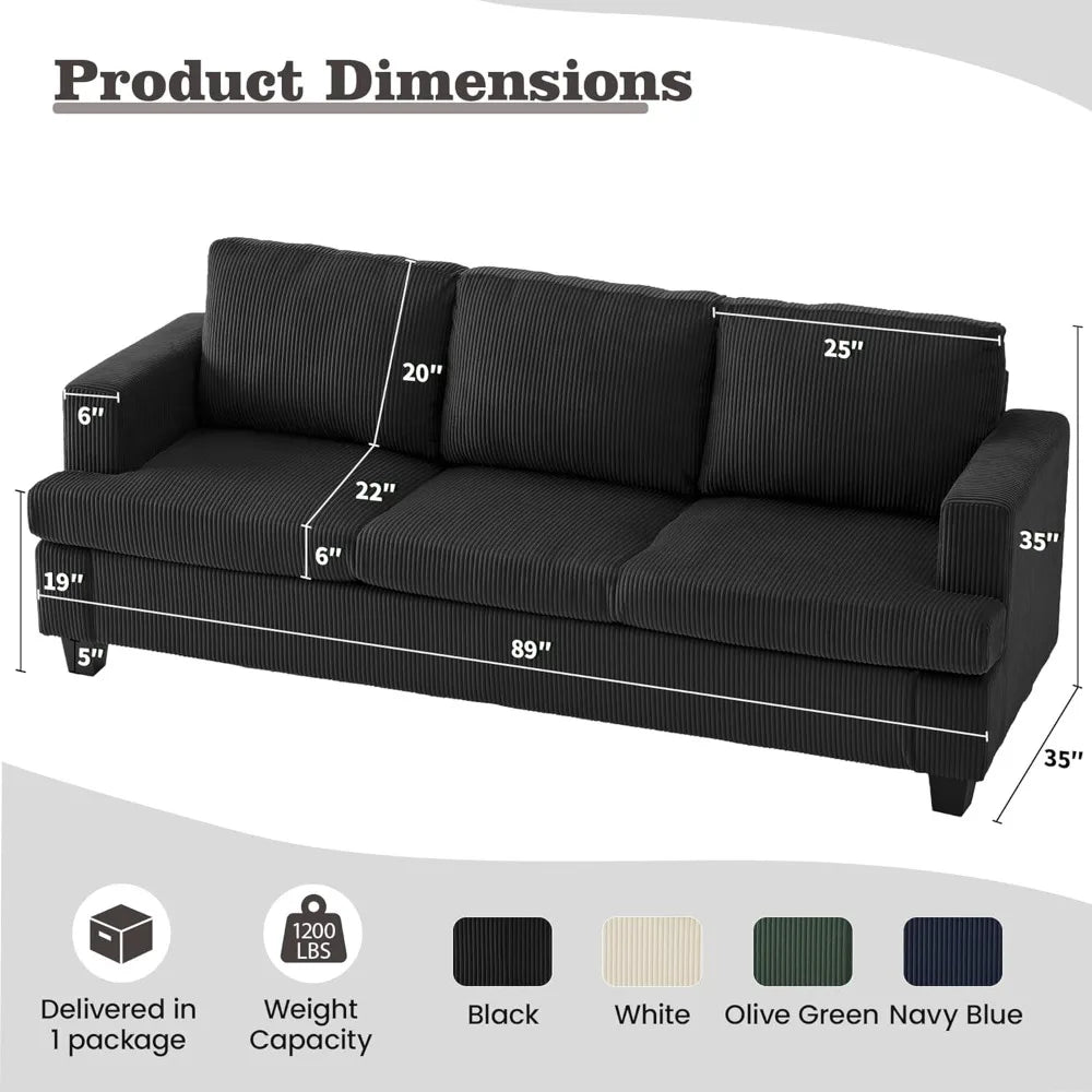 2 Piece Sofa Sleeper Deep Seat Corduroy Living Room Furniture