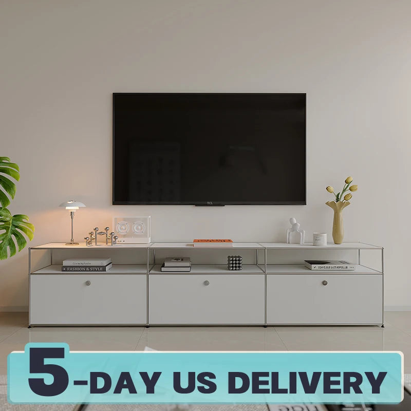 Bigcityfur Metal TV Stand Storage Corner Cabinet Living Room Furniture