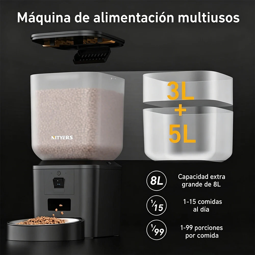 Nityers Automatic Cat Feeder 1080p WiFi Camera Night Vision