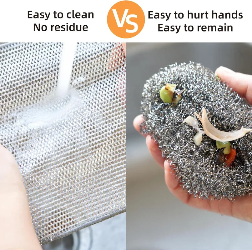 Durable Thickened Double Sided Steel Wire Kitchen Cleaning Cloth Pad