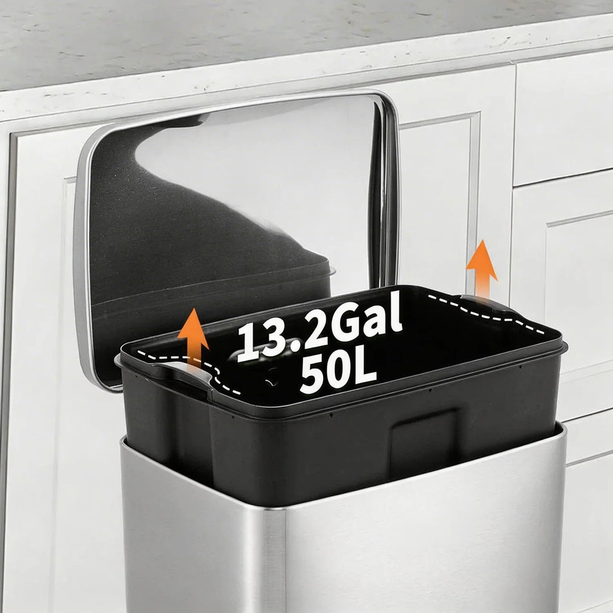 HiMISS Stainless Steel Pedal Bin With Fingerprint Proof Kitchen Lid