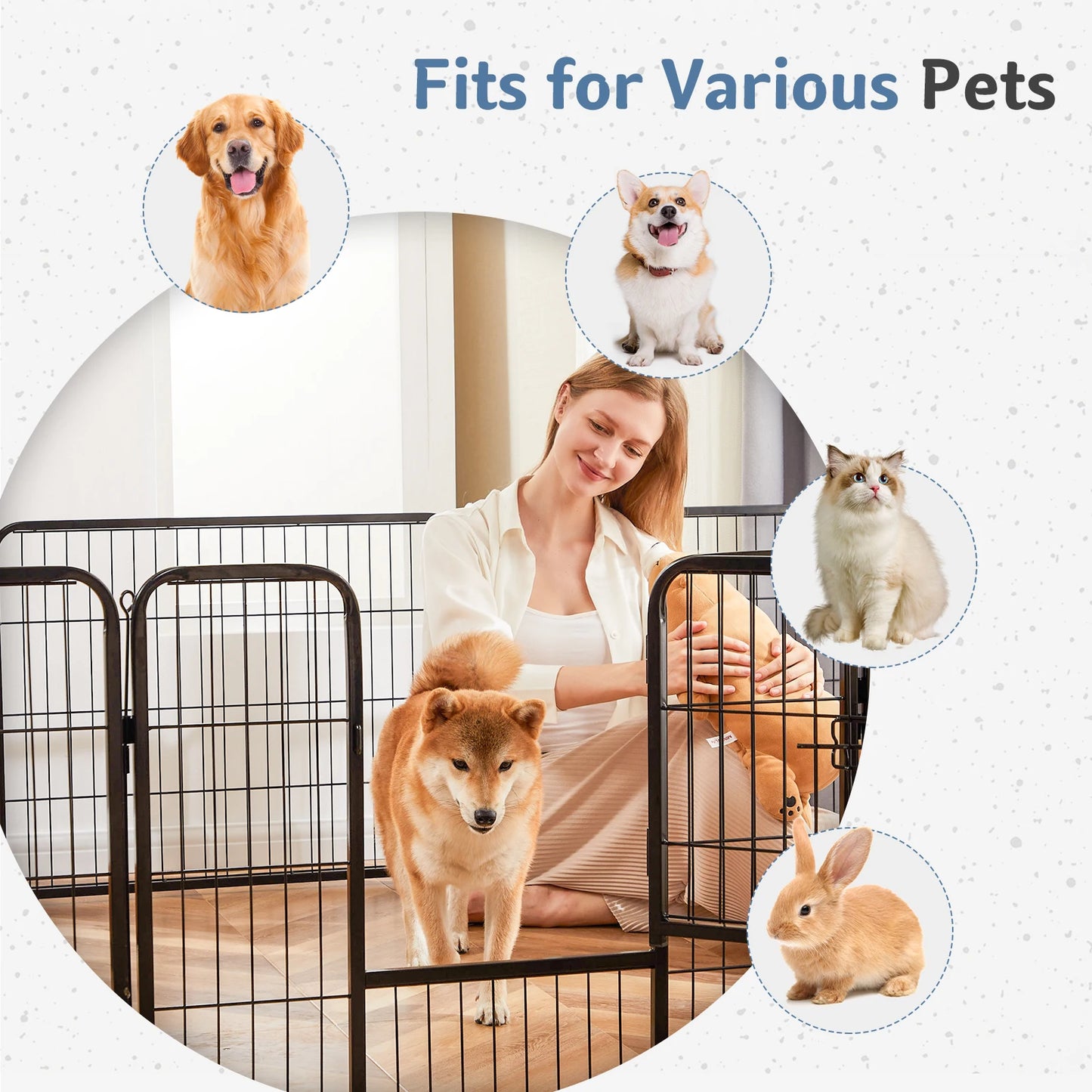 JHK Metal 8 Panels Dog Playpen Foldable Outdoor Exercise Fence