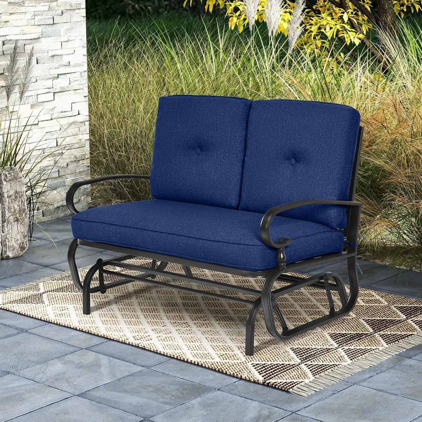 Outdoor Glider Swing Chair for Two with Steel Frame