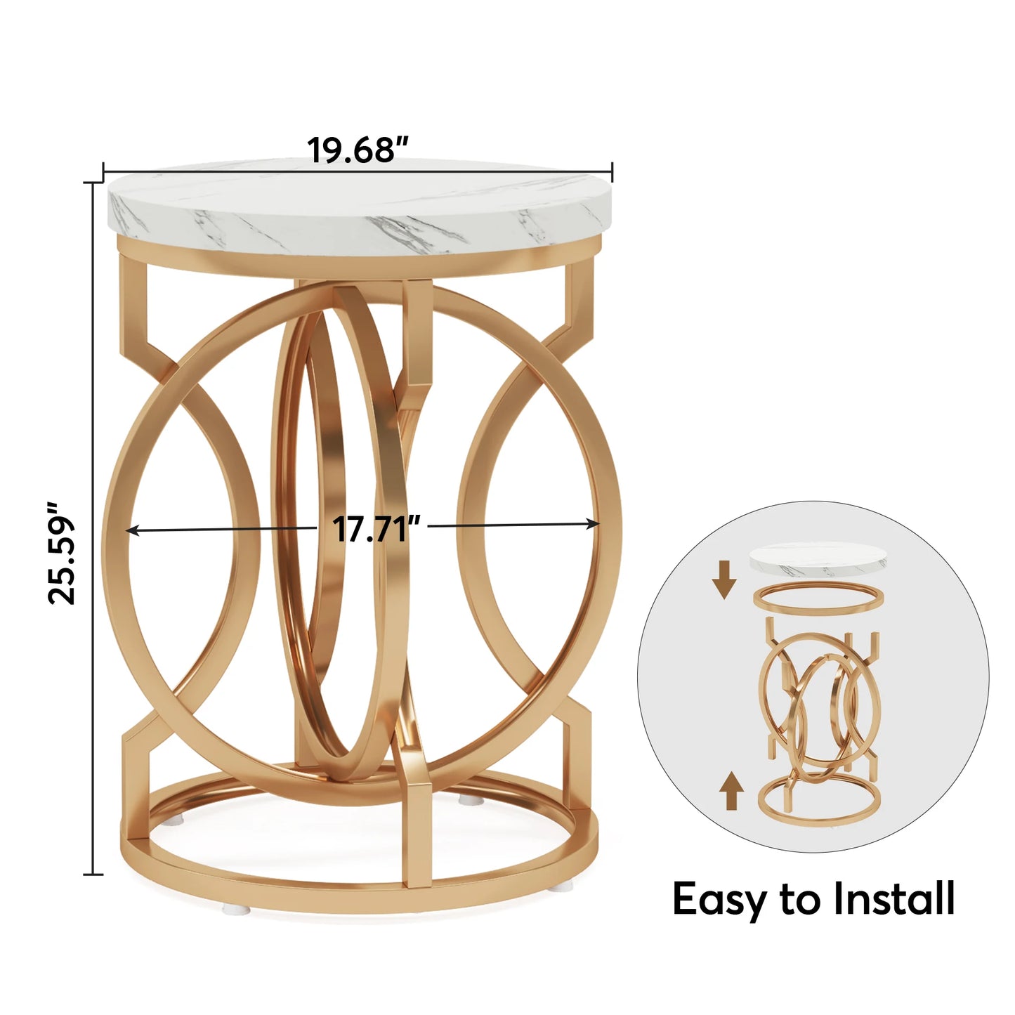 Tribesigns Modern Round End Table With Thick Wood Top