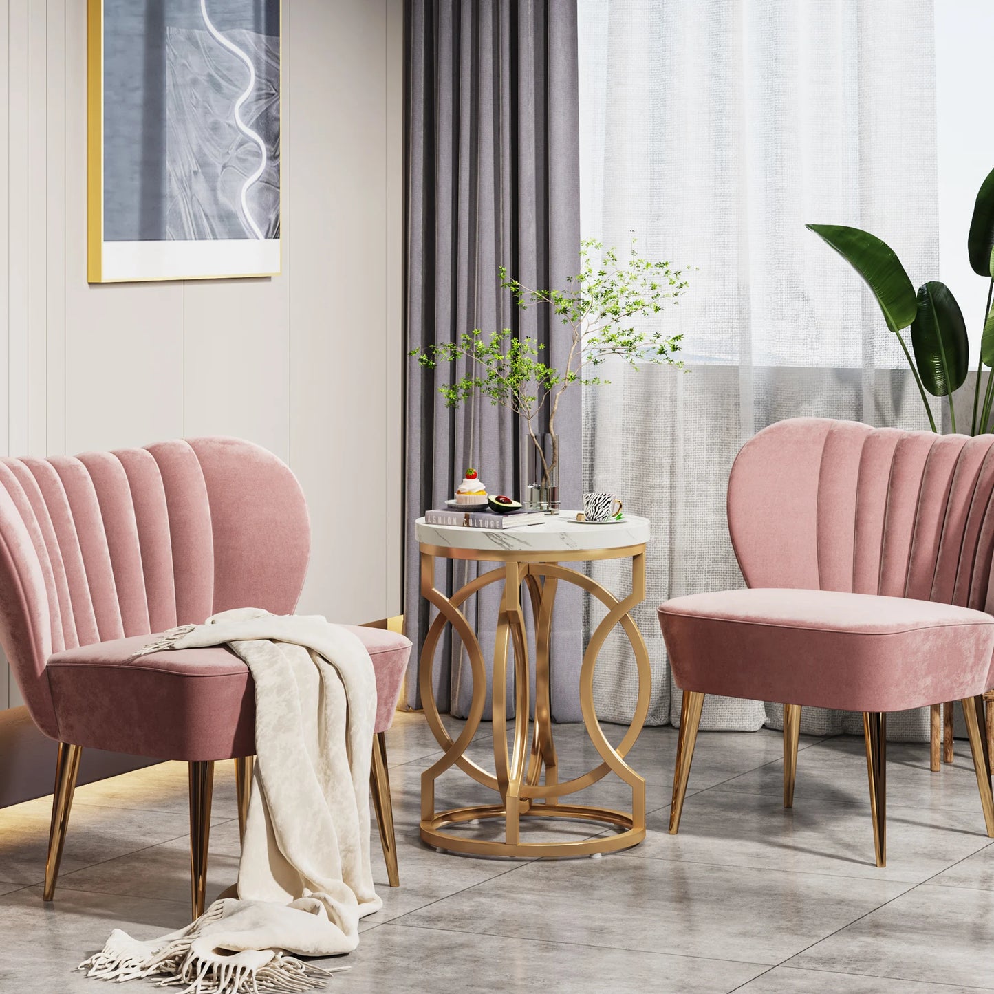 Tribesigns Modern Round End Table With Thick Wood Top