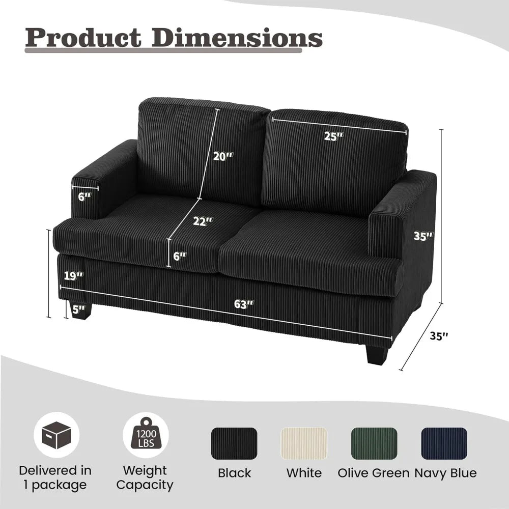 2 Piece Sofa Sleeper Deep Seat Corduroy Living Room Furniture