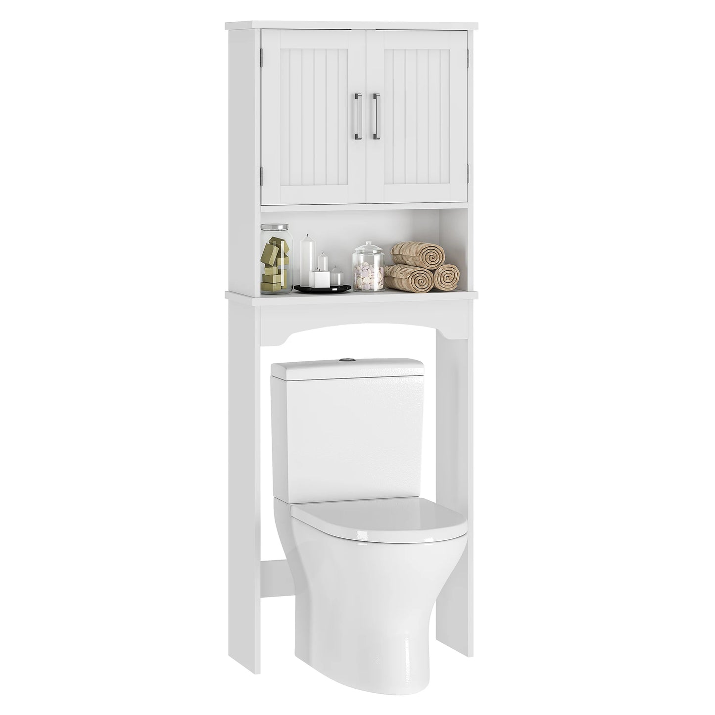 HiMISS Over Toilet Storage Cabinet With Double Doors Anti Tip