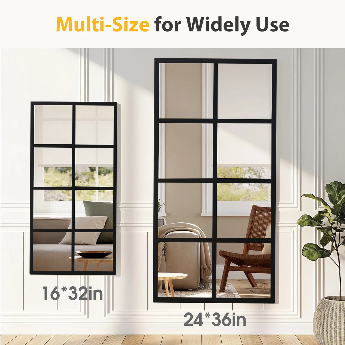 JHK Full Body Wall Mirrors Metal Framed Rectangle Window Decor