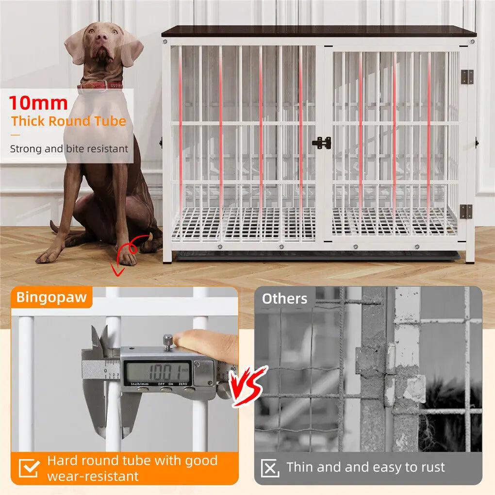 Bingopaw Heavy Duty Metal Dog Crate End Table Furniture Style