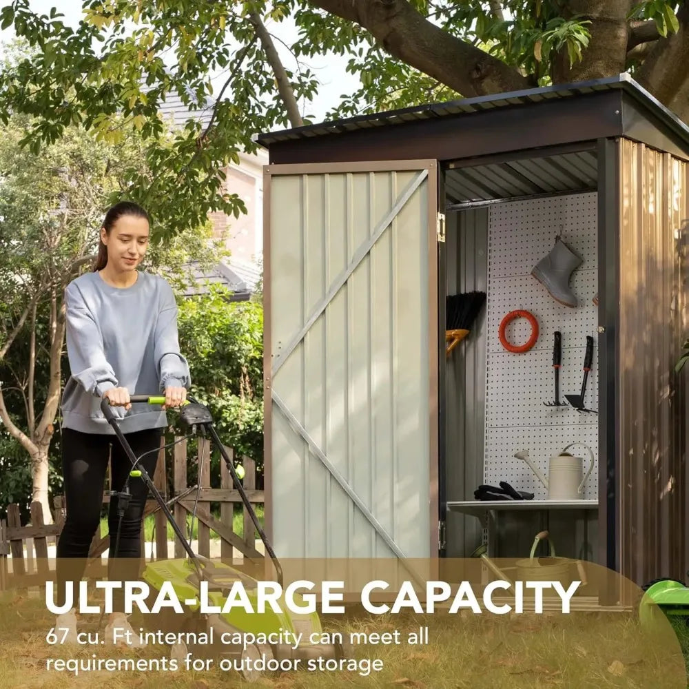 Lockable Metal Outdoor Storage Shed Waterproof For Garden And Backyard