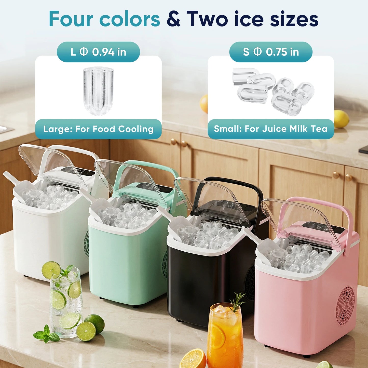 Countertop Portable Ice Maker With Scoop Handle For Home Kitchen