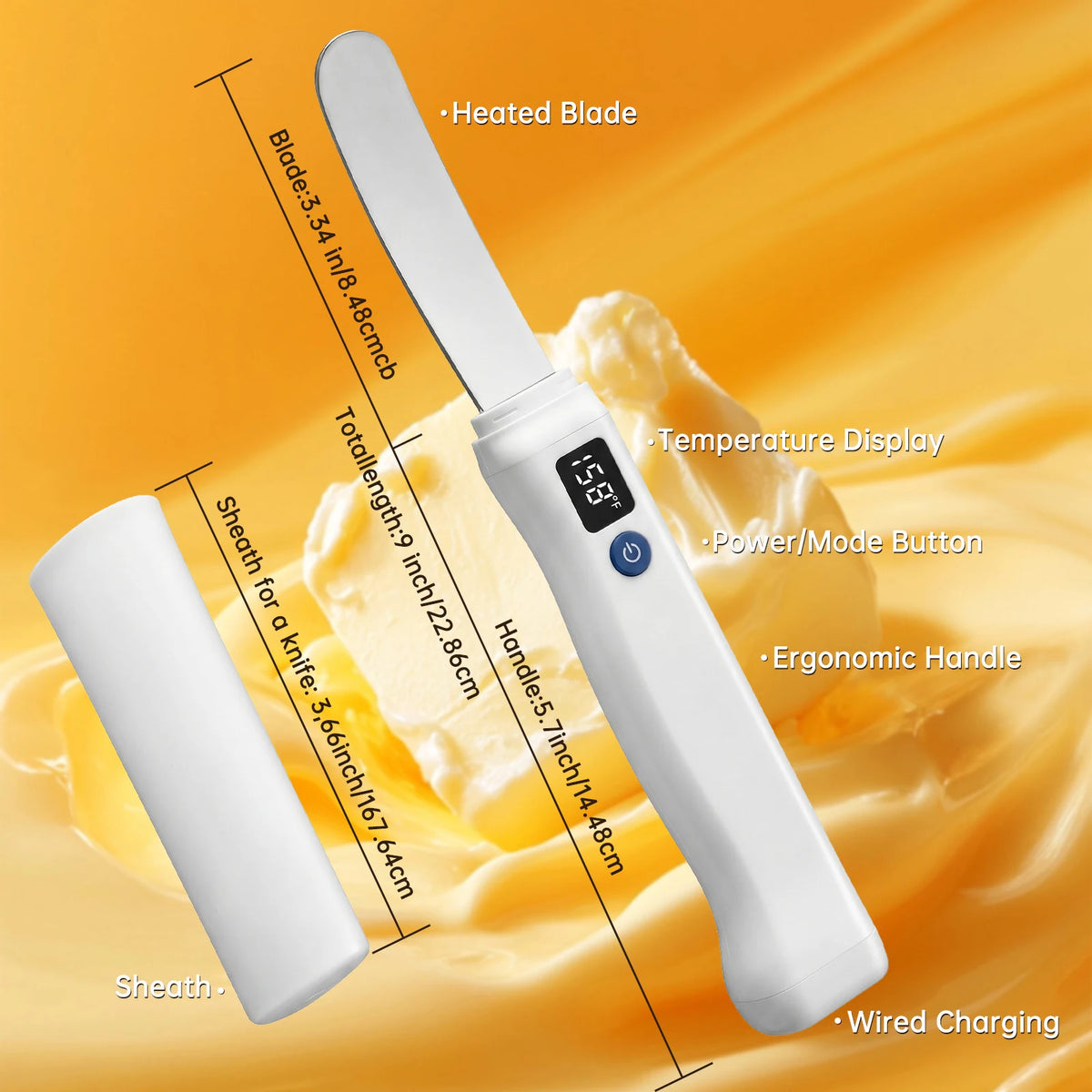 USB Rechargeable Heated Electric Butter Knife Spreader For Cheese Breakfast