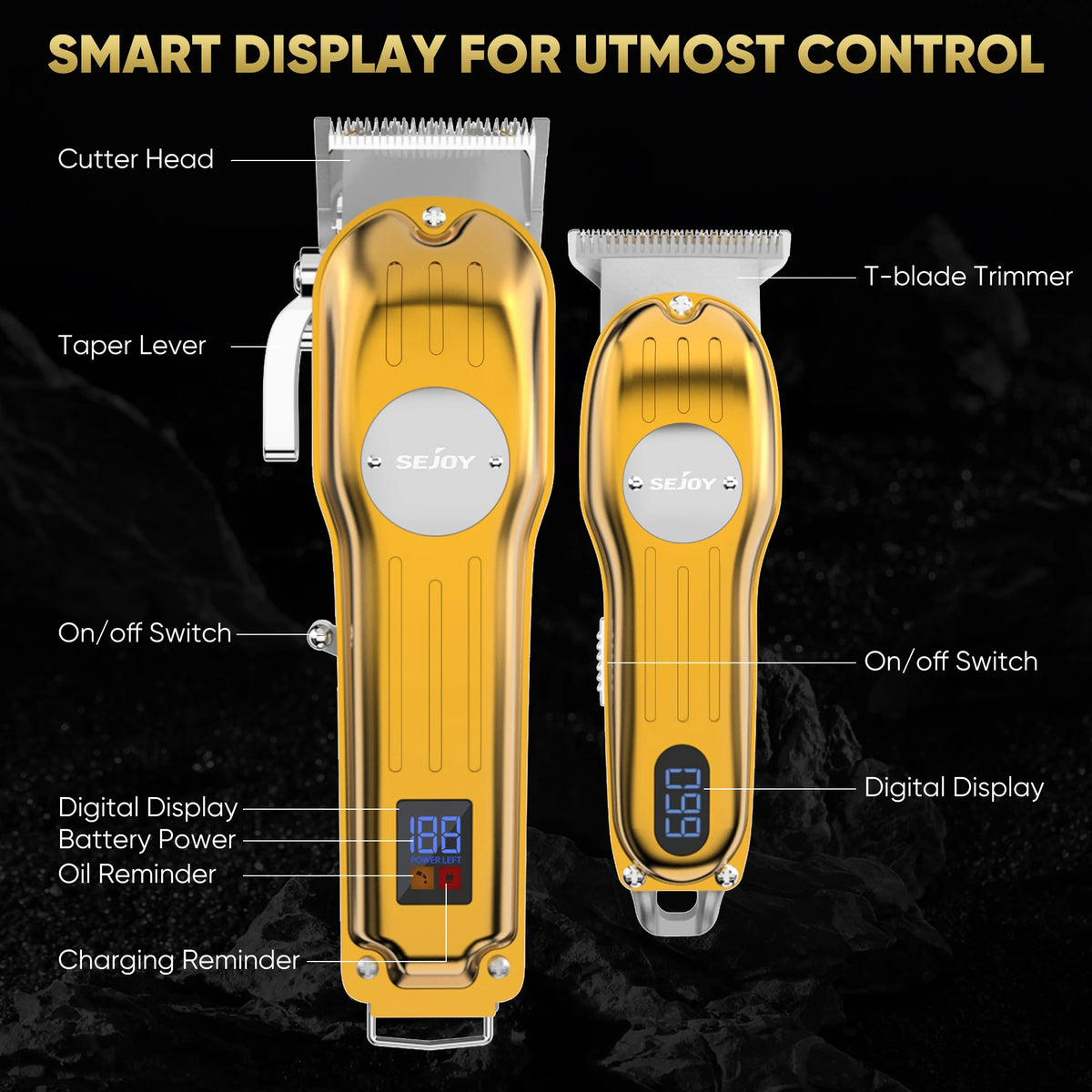 Sejoy Professional Rechargeable Cordless Hair Clipper Trimmer Set For Men
