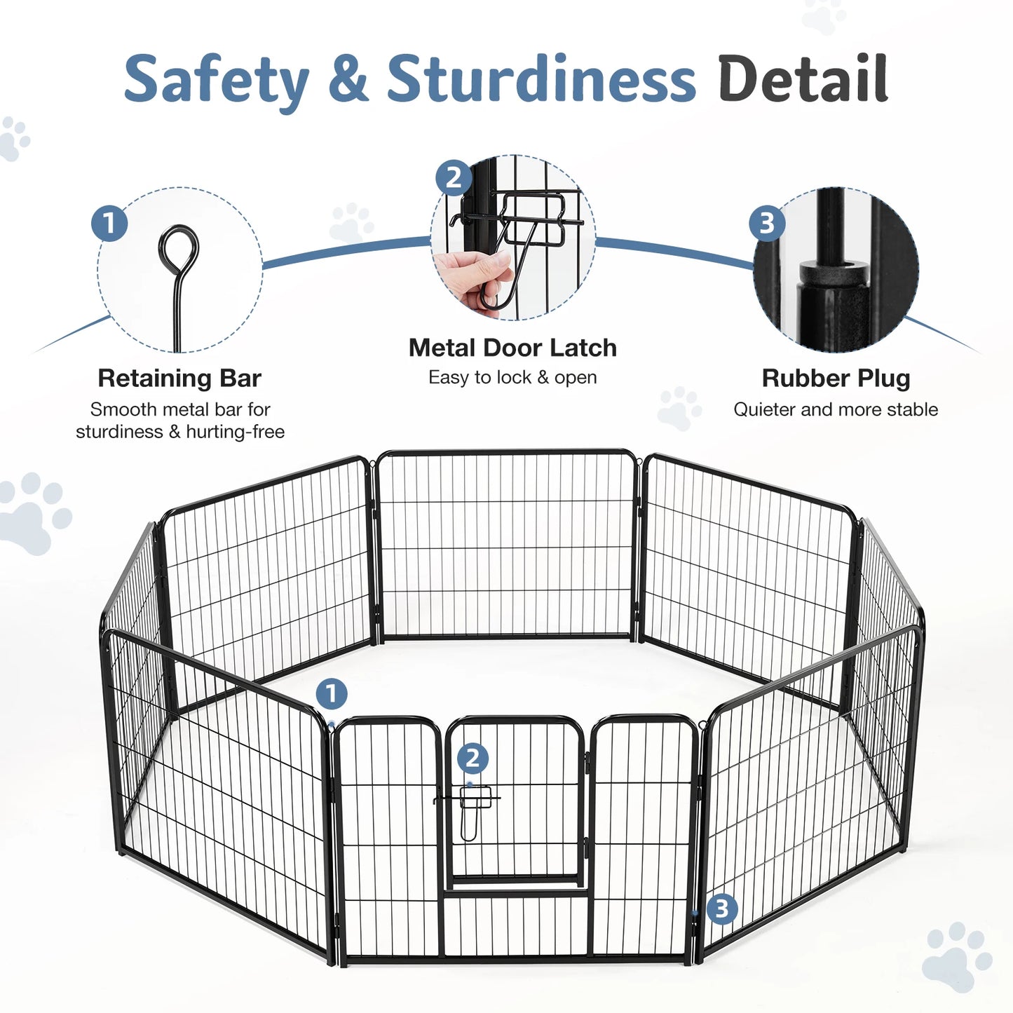 JHK Metal 8 Panels Dog Playpen Foldable Outdoor Exercise Fence