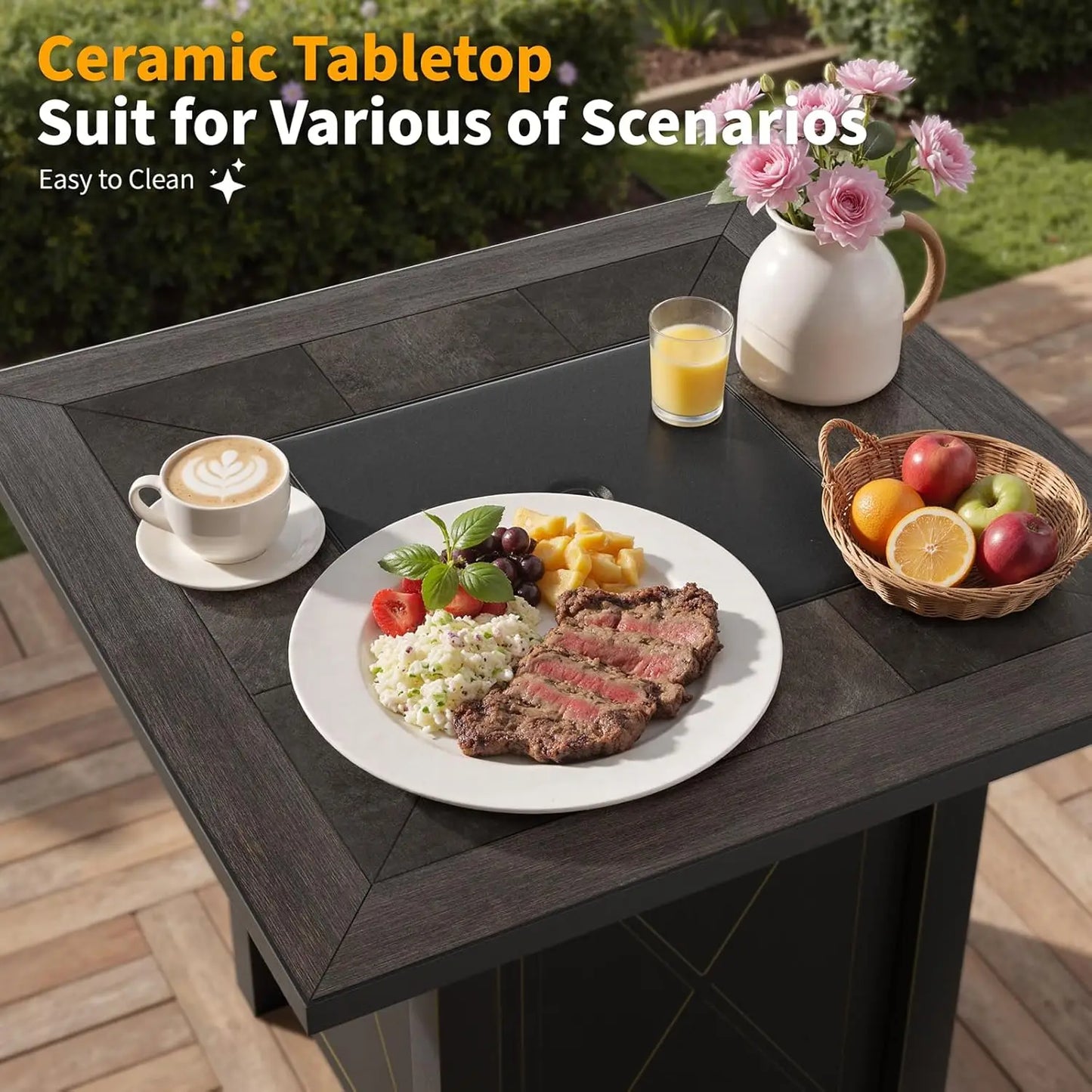 Propane Fire Pit Table With Premium Ceramic Top 50000 BTU